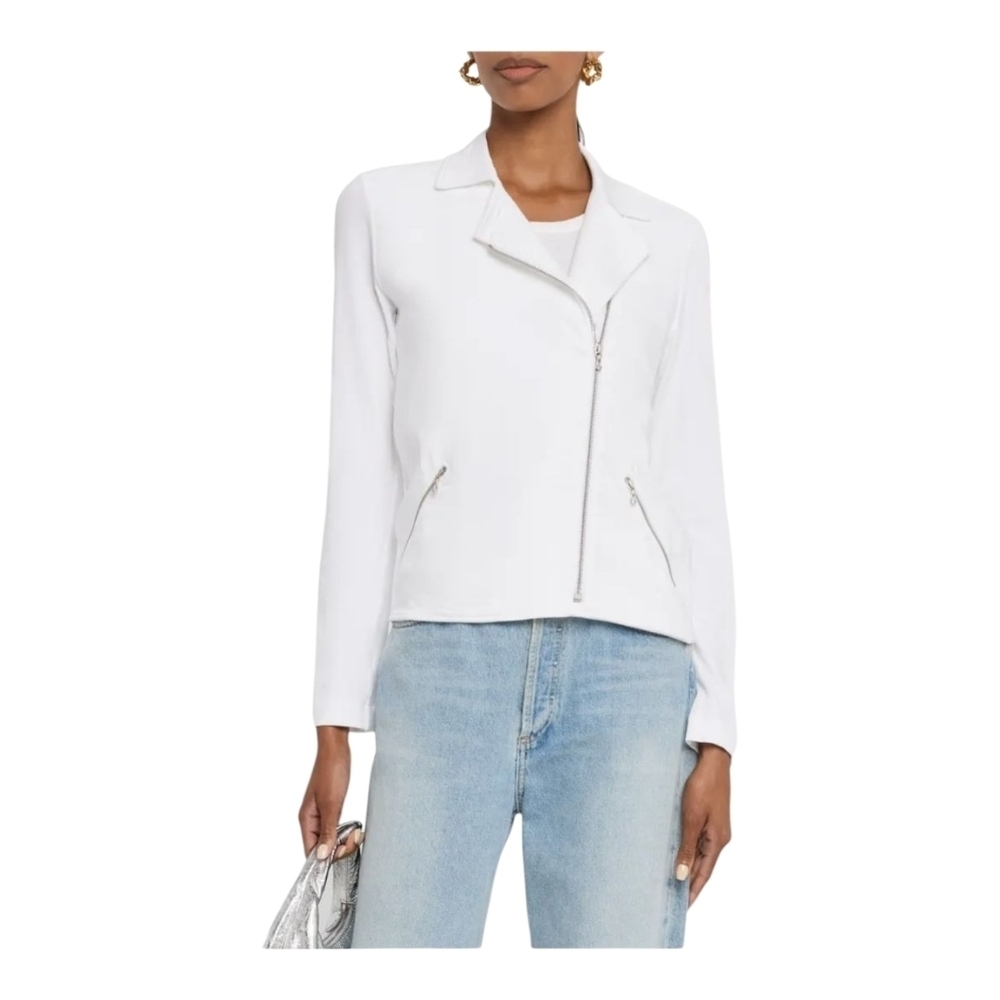 Majestic Filatures Womens Jacket White Size XL EU 4 French Terry Moto Full Zip - Picture 4 of 15
